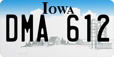 IA license plate DMA612