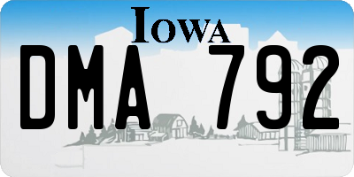 IA license plate DMA792