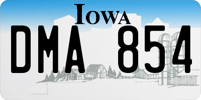 IA license plate DMA854
