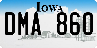 IA license plate DMA860