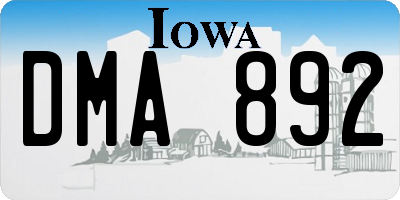 IA license plate DMA892