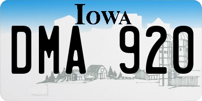 IA license plate DMA920