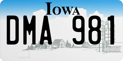 IA license plate DMA981