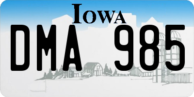 IA license plate DMA985