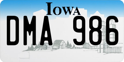 IA license plate DMA986