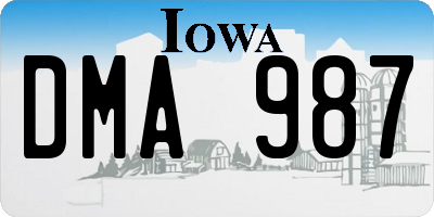 IA license plate DMA987