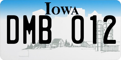 IA license plate DMB012