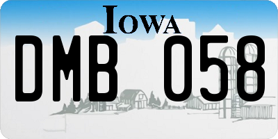 IA license plate DMB058