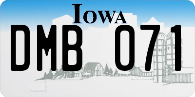 IA license plate DMB071