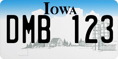 IA license plate DMB123