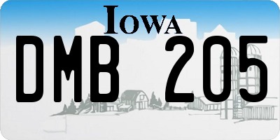 IA license plate DMB205