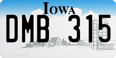 IA license plate DMB315
