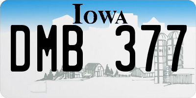 IA license plate DMB377