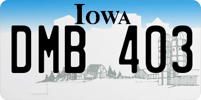 IA license plate DMB403