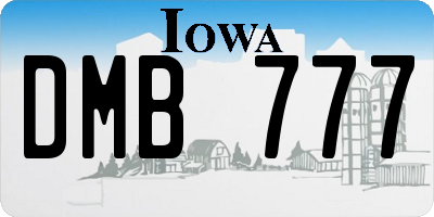 IA license plate DMB777