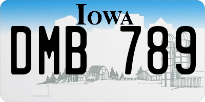 IA license plate DMB789