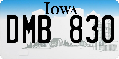 IA license plate DMB830