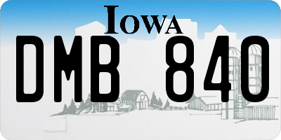 IA license plate DMB840