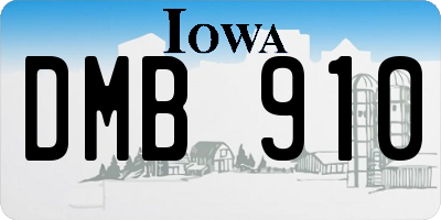 IA license plate DMB910