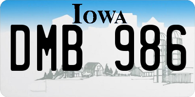 IA license plate DMB986