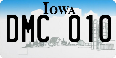 IA license plate DMC010
