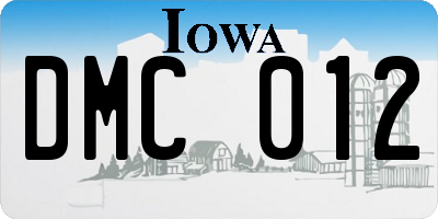 IA license plate DMC012