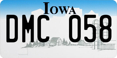 IA license plate DMC058