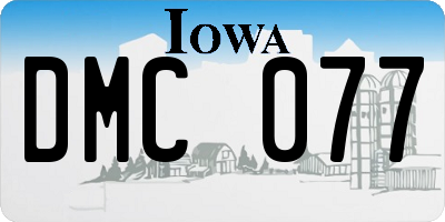 IA license plate DMC077