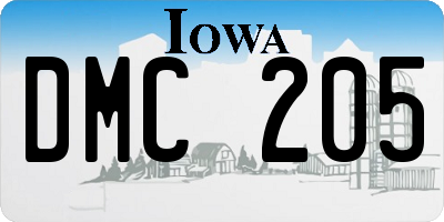 IA license plate DMC205