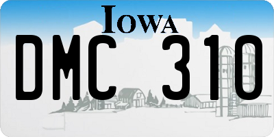 IA license plate DMC310