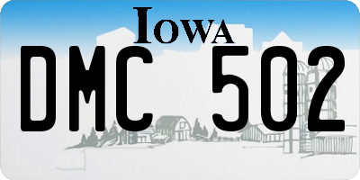 IA license plate DMC502