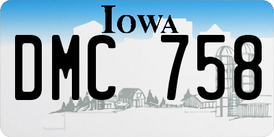 IA license plate DMC758