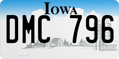 IA license plate DMC796
