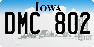 IA license plate DMC802