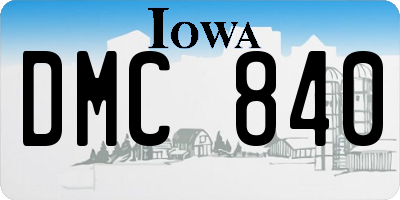 IA license plate DMC840