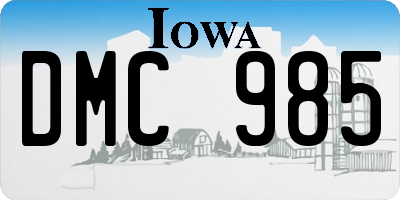 IA license plate DMC985
