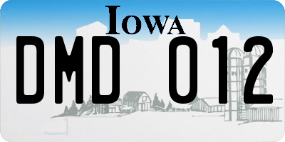 IA license plate DMD012
