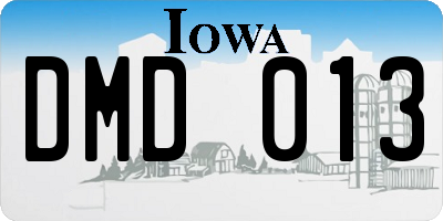 IA license plate DMD013