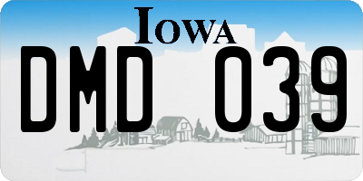 IA license plate DMD039