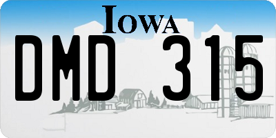 IA license plate DMD315