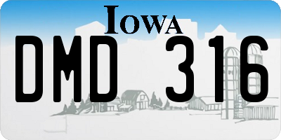 IA license plate DMD316