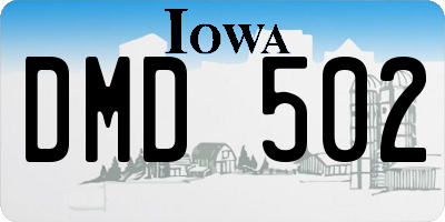 IA license plate DMD502