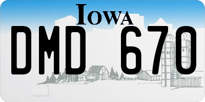 IA license plate DMD670