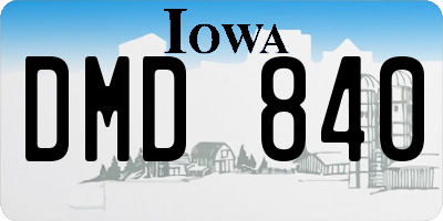 IA license plate DMD840