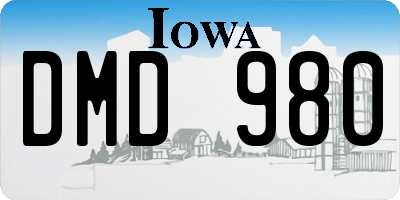 IA license plate DMD980