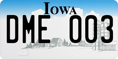 IA license plate DME003