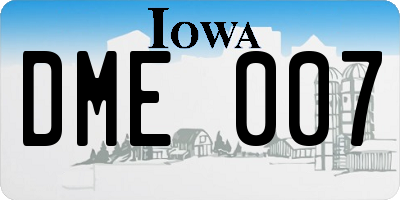 IA license plate DME007