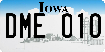 IA license plate DME010