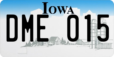 IA license plate DME015