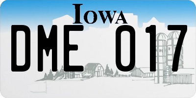 IA license plate DME017